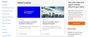 News hub at Interactive Investor