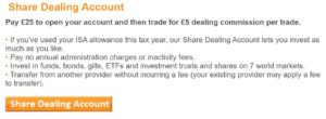 iWeb Share Dealing account pricing