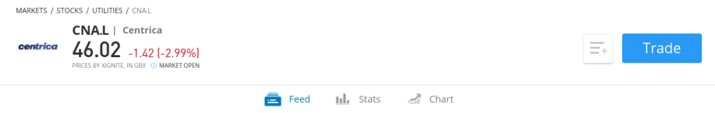 Trade Centrica shares on eToro
