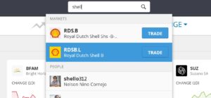 Search for Shell shares on eToro