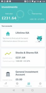 Moneybox app Investments tab