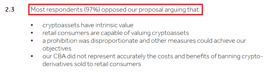 FCA crypto ban ignored 97% of respondents and profitable bitcoin traders