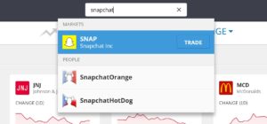 Search for Snapchat shares on eToro
