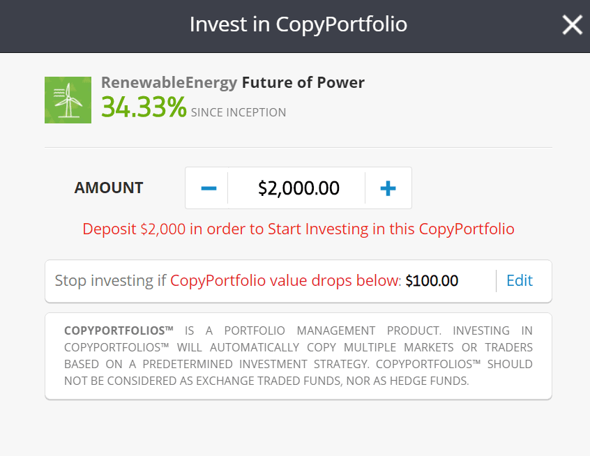 etoro renewable energy copy portfolio