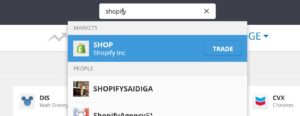 Search Shopify Shares on eToro