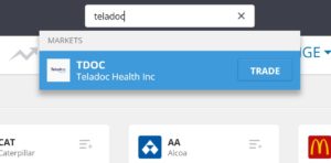 Search Teladoc on eToro