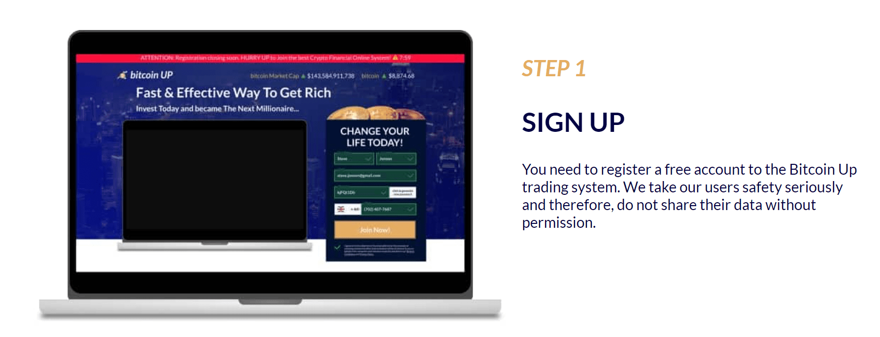 bitcoin up sign up