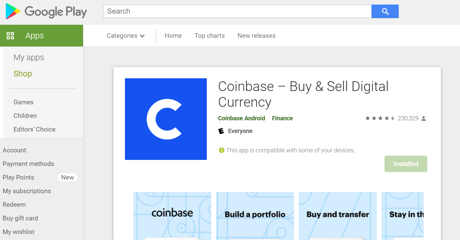coinbase app google play
