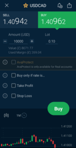AvaTrade Place Trade on Mobile