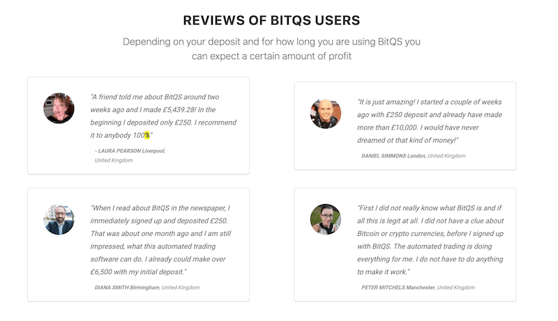 BitQS client testimonials
