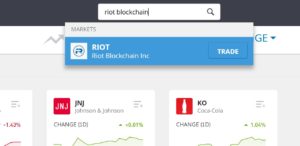Search Riot Blockchain on eToro