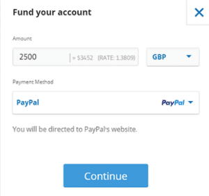 Deposit funds on eToro with credit card, PayPal, e-wallet.