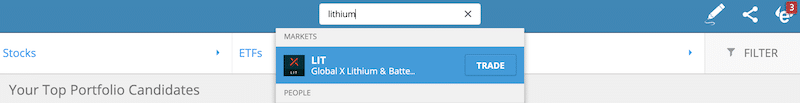 Lithium order eToro