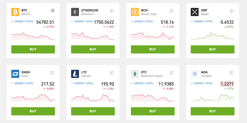 eToro cryptocurrencies