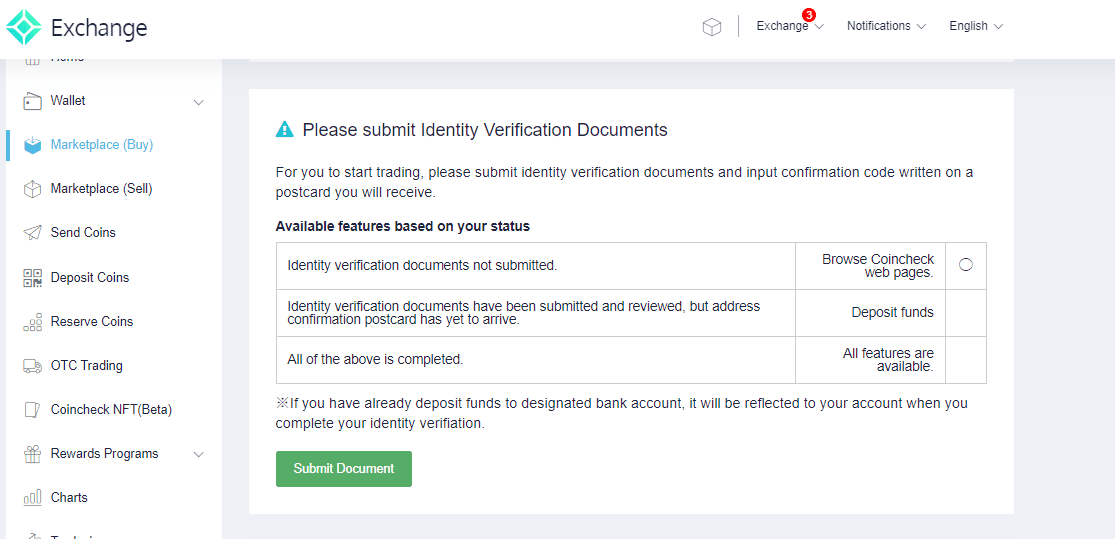 Coincheck Verification Details