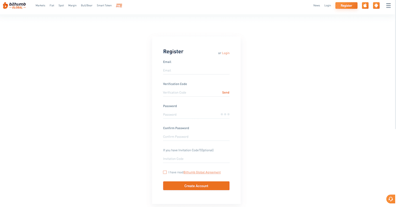 Bithumb registration form