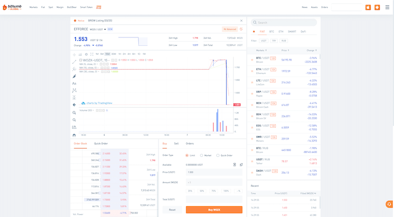 Bithumb place an order