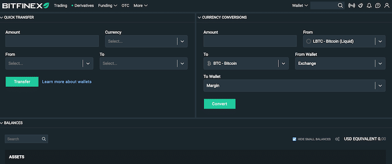 Bitfinex wallet