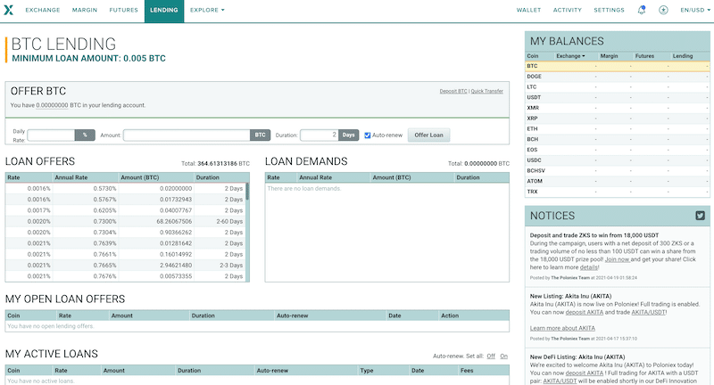 Poloniex lending