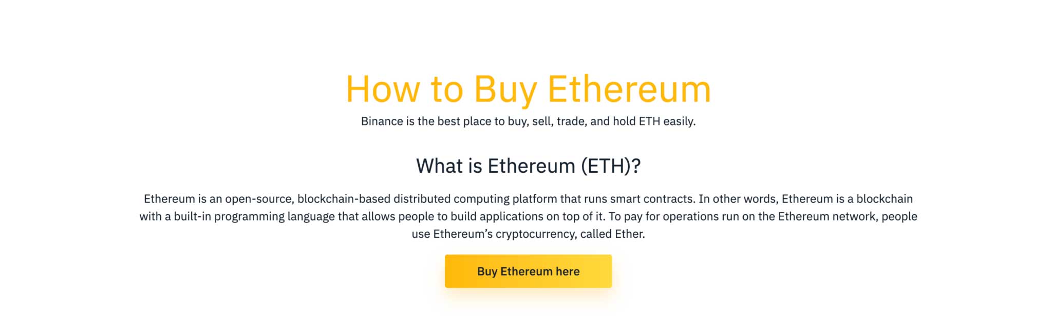 binance how to buy ethereum