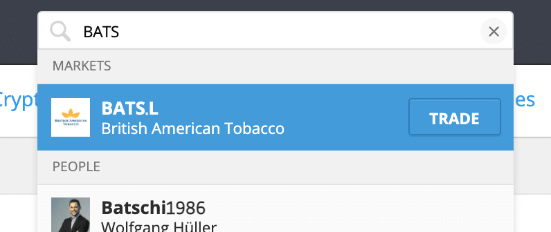 etoro British American Tobacco trade