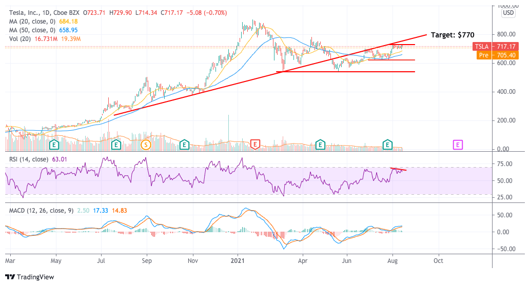 tesla shares