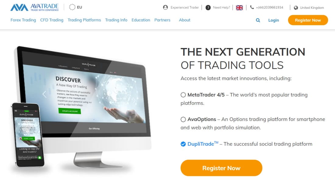 Best UK day trading platform AvaTrade