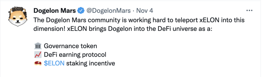 xELON Dogelon Mars announcement