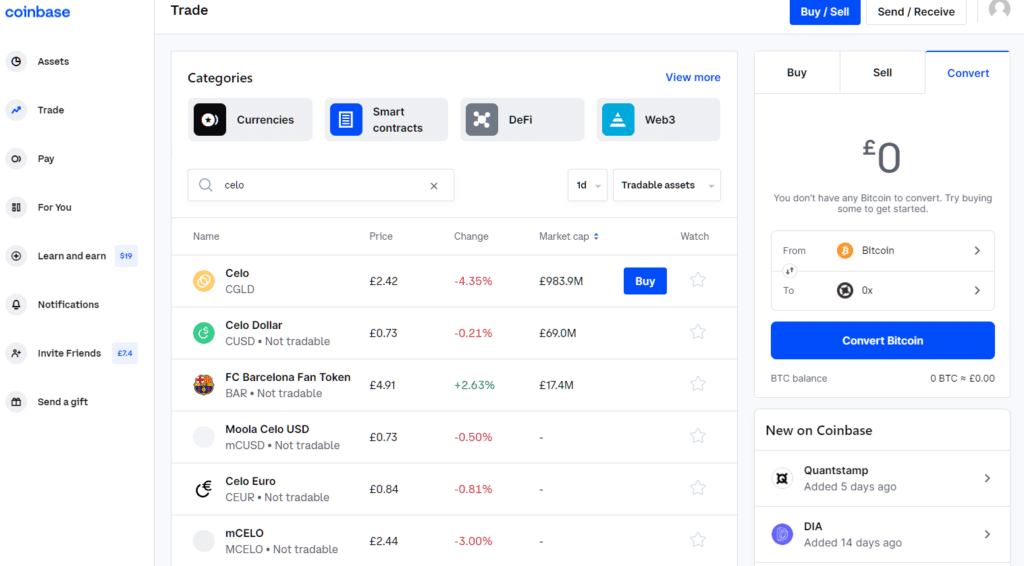 buy celo coin coinbase