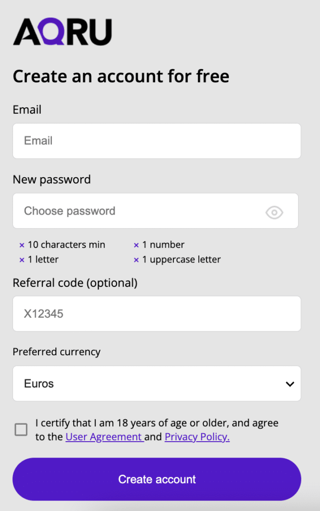 aqru sign up