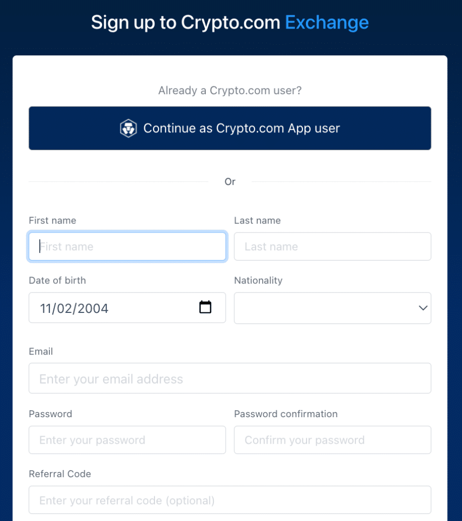 crypto.com sign up