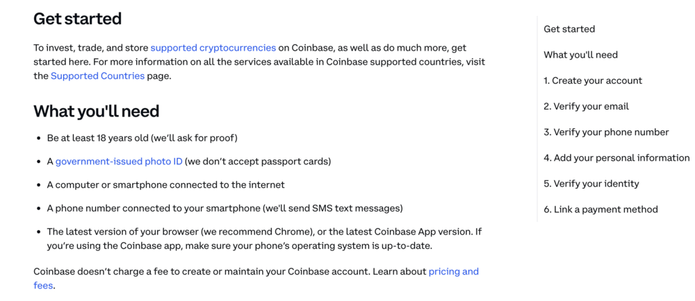 Coinbase KYC information