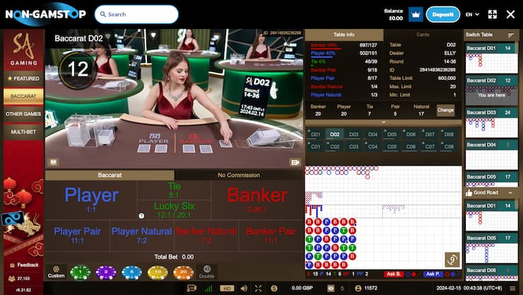 Non-Gamstop Casino Live Baccarat