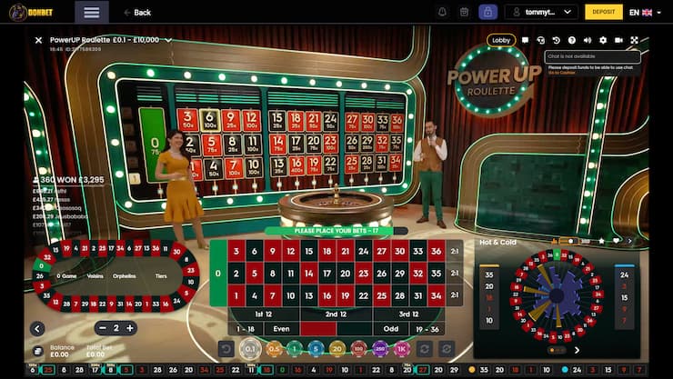 Donbet Casino Live PowerUp Roulette